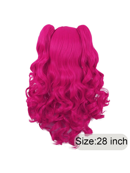 Hot Pink 28-Inch Twin-Ponytail Wig