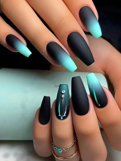 Blue Ombré Press-On Nail Set — 24 Pieces