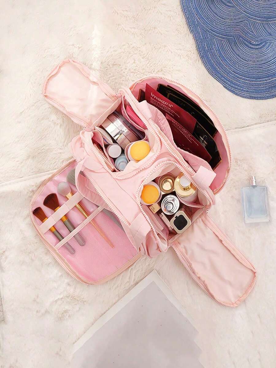 Dual-Opening Fluffy Makeup Bag