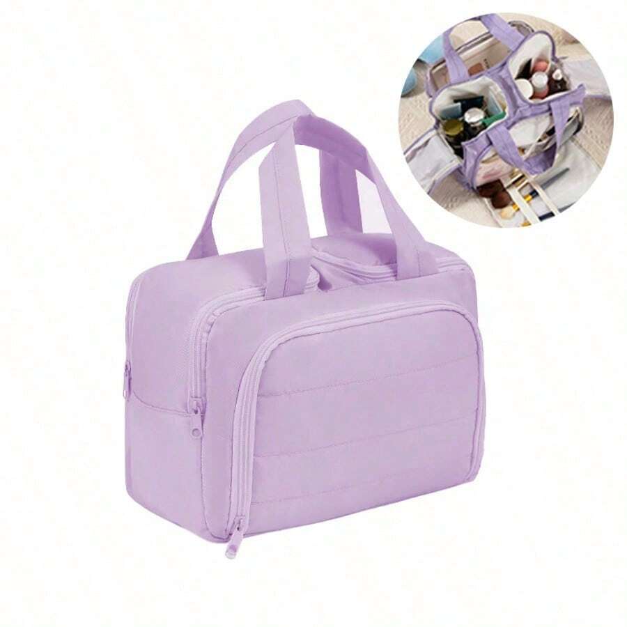 Dual-Opening Fluffy Makeup Bag
