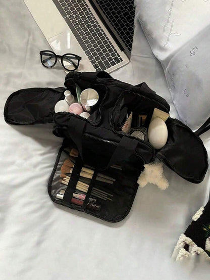 Dual-Opening Fluffy Makeup Bag
