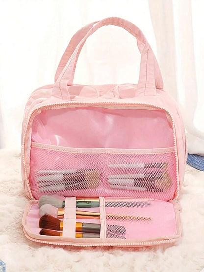 Dual-Opening Fluffy Makeup Bag
