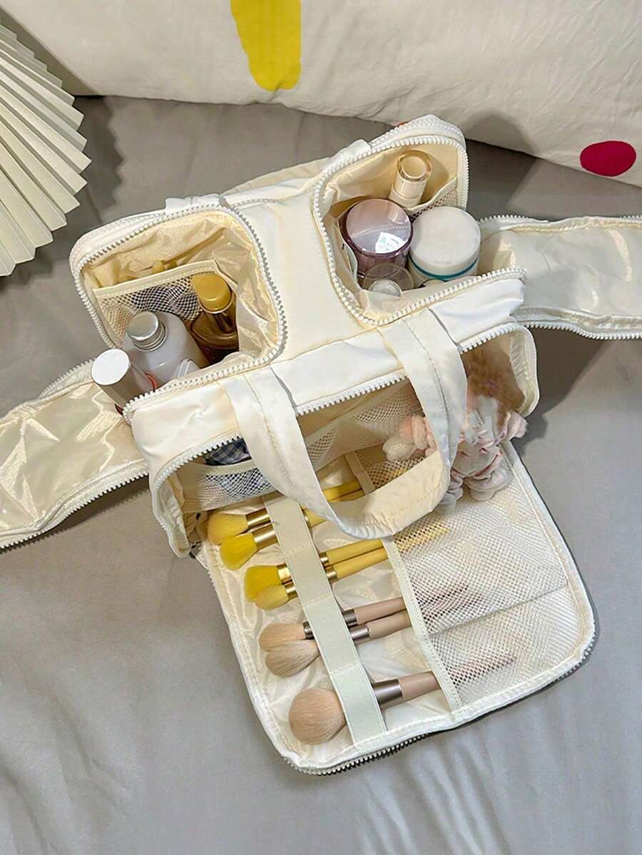Dual-Opening Fluffy Makeup Bag
