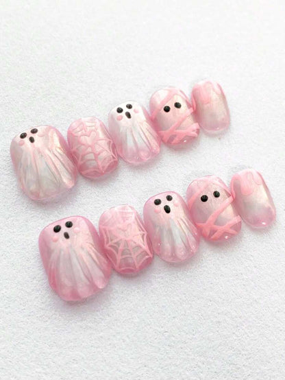 Pink Ghost Press-On Nail Set — 10 Pieces