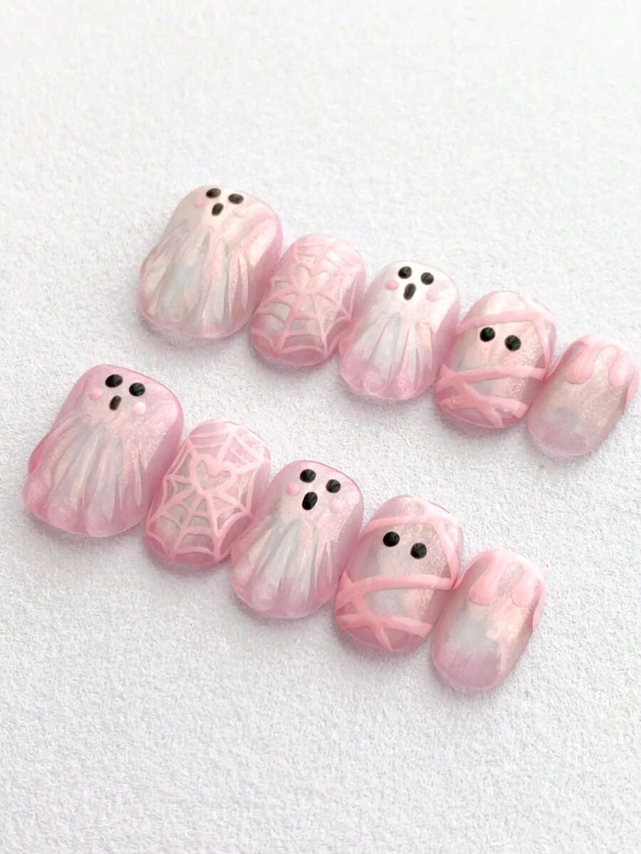 Pink Ghost Press-On Nail Set — 10 Pieces