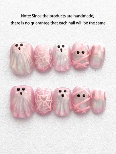 Pink Ghost Press-On Nail Set — 10 Pieces