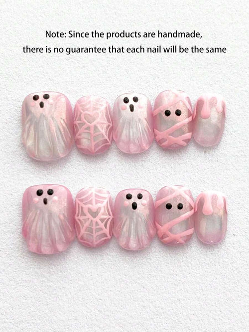 Pink Ghost Press-On Nail Set — 10 Pieces